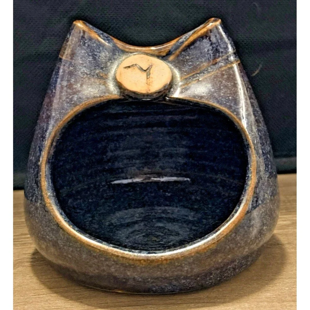 Vintage Ceramic Pottery Candle Holder Studio Art Signed